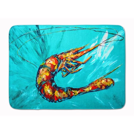 Carolines Treasures Shrimp Teal Shrimp Machine Washable Memory Foam Mat MW1100RUG